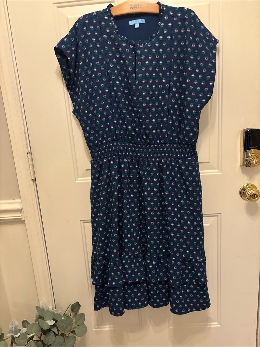 Draper James Navy Floral Midi Dress
